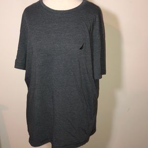 Men’s Nautica gray logo plain T-shirt cotton poly blend lounge comfort tee